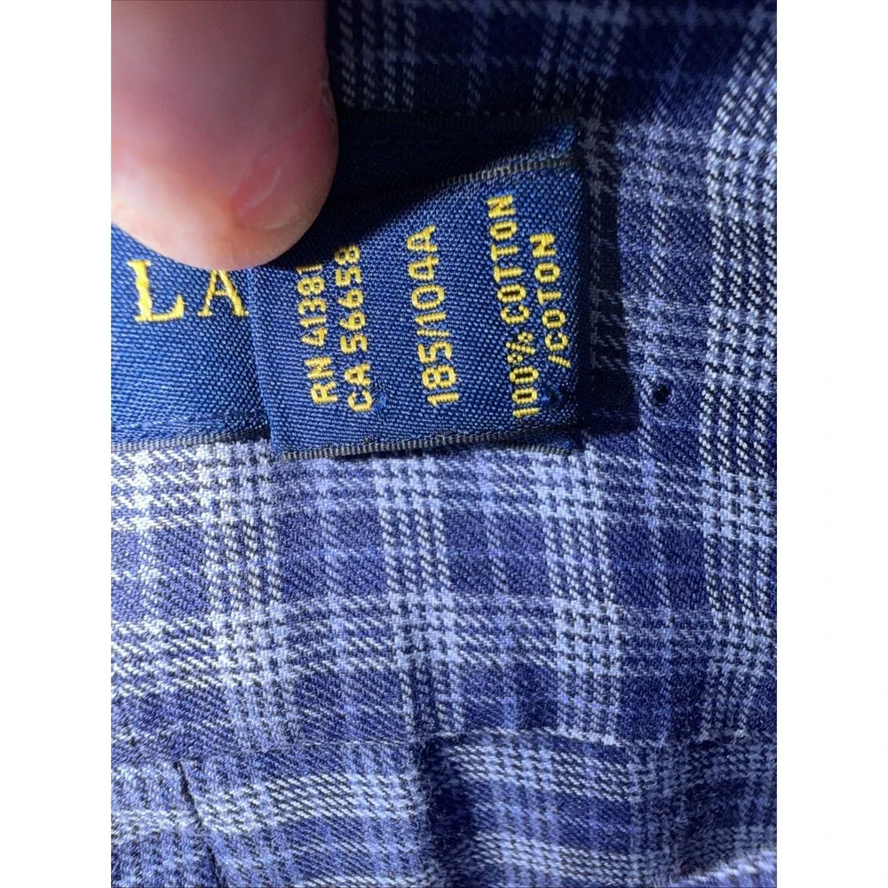Polo Ralph Lauren Men's Blue Multi Plaid Print Classic Fit Button Front Shirt XL